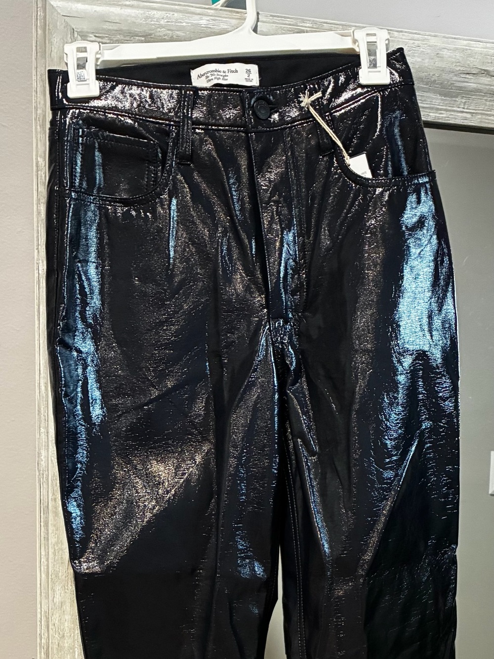 Abercrombie & Fitch the 90’s straight ultra high rise faux leather jeans
